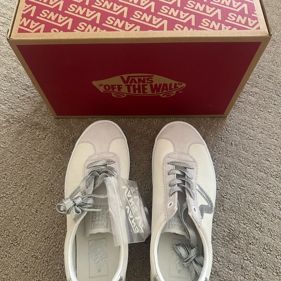 Vans Women's Cream and Silver Casual Sneakers - Picture 2 of 4